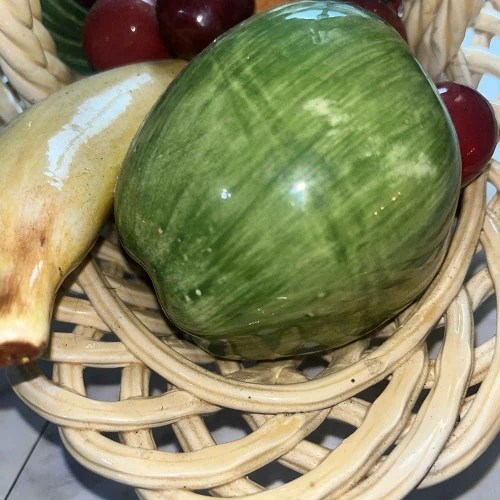 MCM ceramic fruit basket double weaved‎ handle made in Bassano Italy